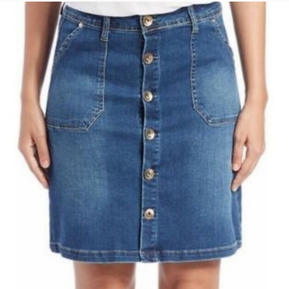 blue jean button down skirt